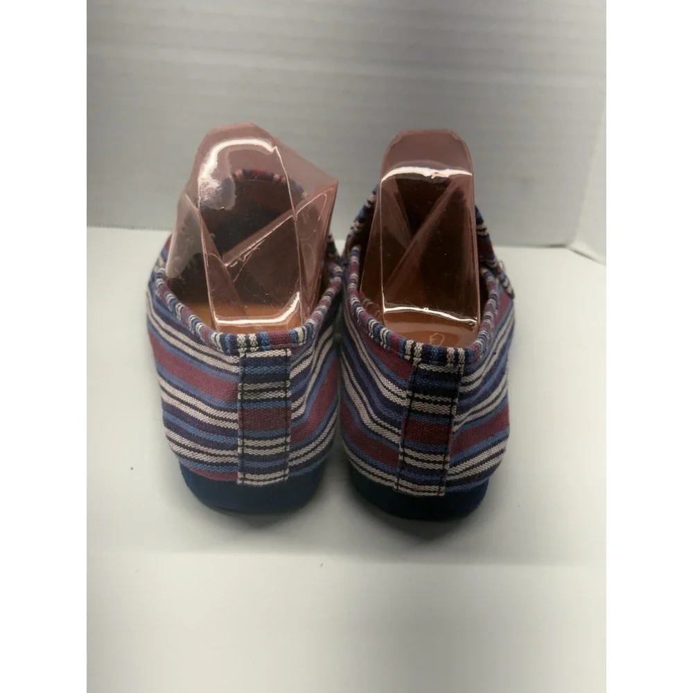 Steve Madden Women's Sz 6.5 Eltonn Multicolr Stripe Canvas Slip-On Vegan Loafers